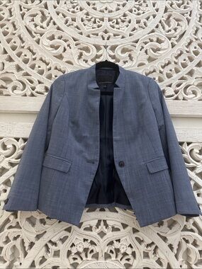 Banana Republic Blue Collarless Single-Button Blazer